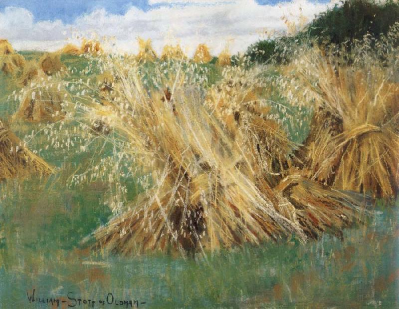 William Stott of Oldham Wheat Sheaves Norge oil painting art